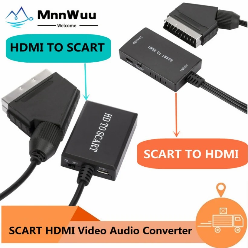 Scart To Hdmi - 1080P HDMI-совместимый конвертер видео-аудио SCART Совместимый